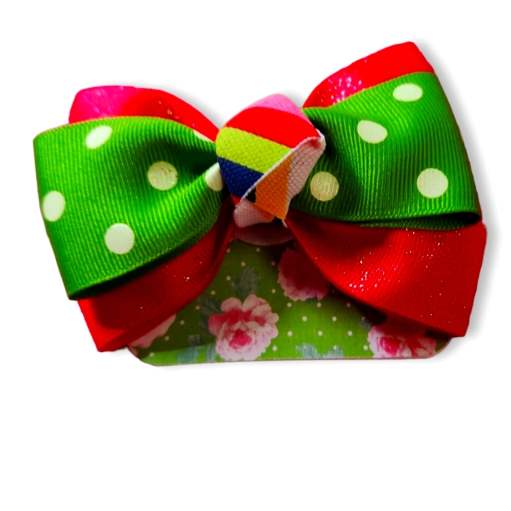 Pink and Green Hair Bow